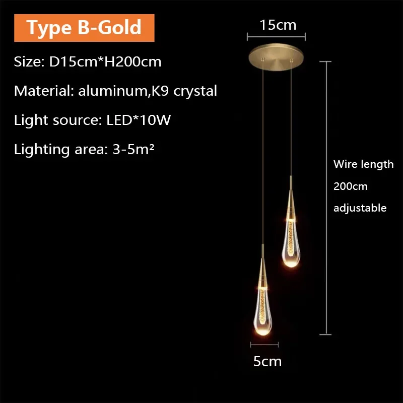 Nordic LED luxe kristallen hanglamp voor woonkamer, eetkamer, slaapkamer, nachtkastje, kroonluchter, binnenhuisdecoratie, verlichtingsarmatuur, glans