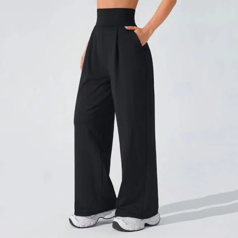 High-Waist Straight Leg Yoga-Hose für Damen – Frühling/Sommer Weite Beine Naked Feel Gym Leggings – Weiche Pilates Lauf- und Sporthose – Detail 3
