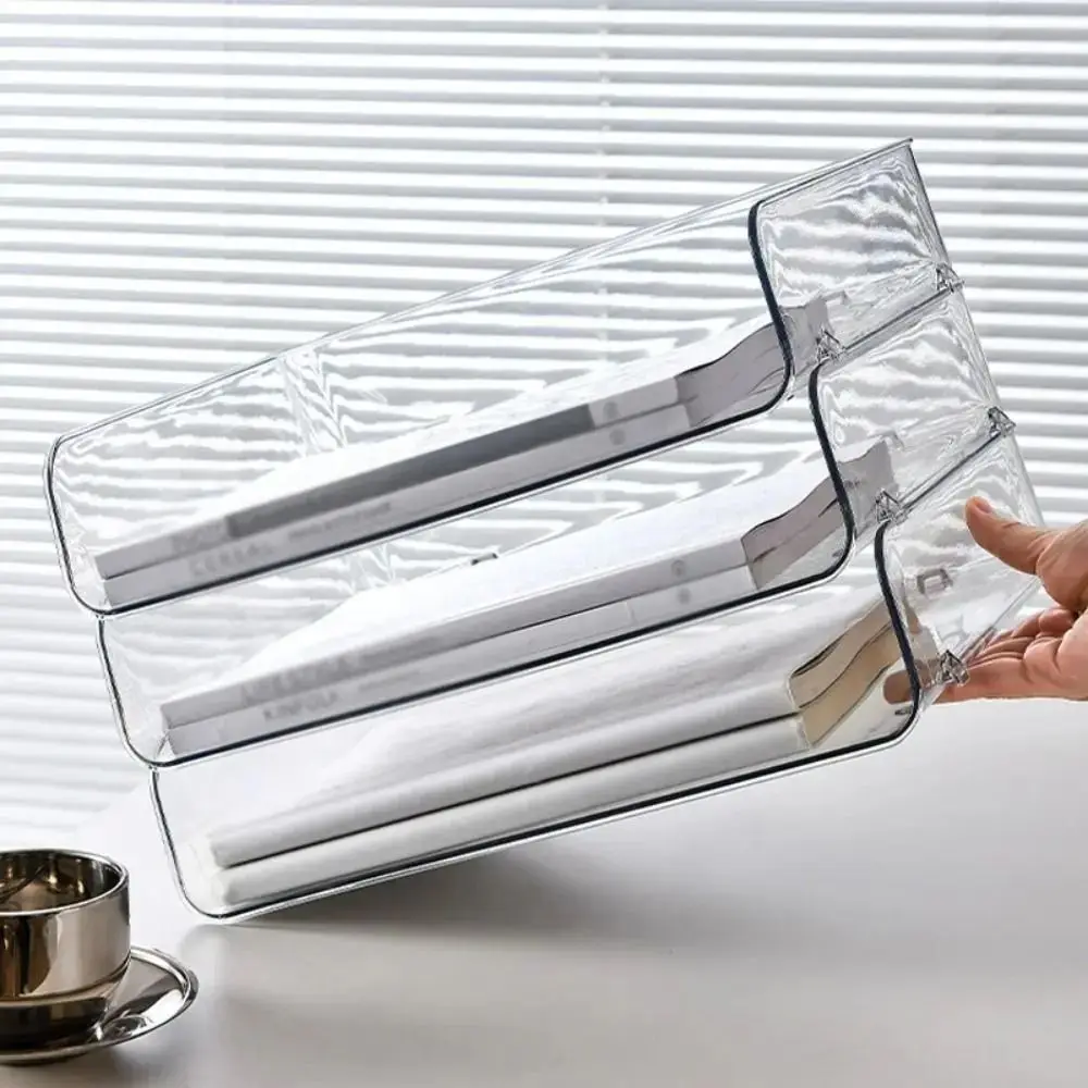 Soporte para folletos apilable, gran capacidad, ahorro de espacio, organizadores de revistas acrílicos, Base estable Simple, estante para documentos de escritorio