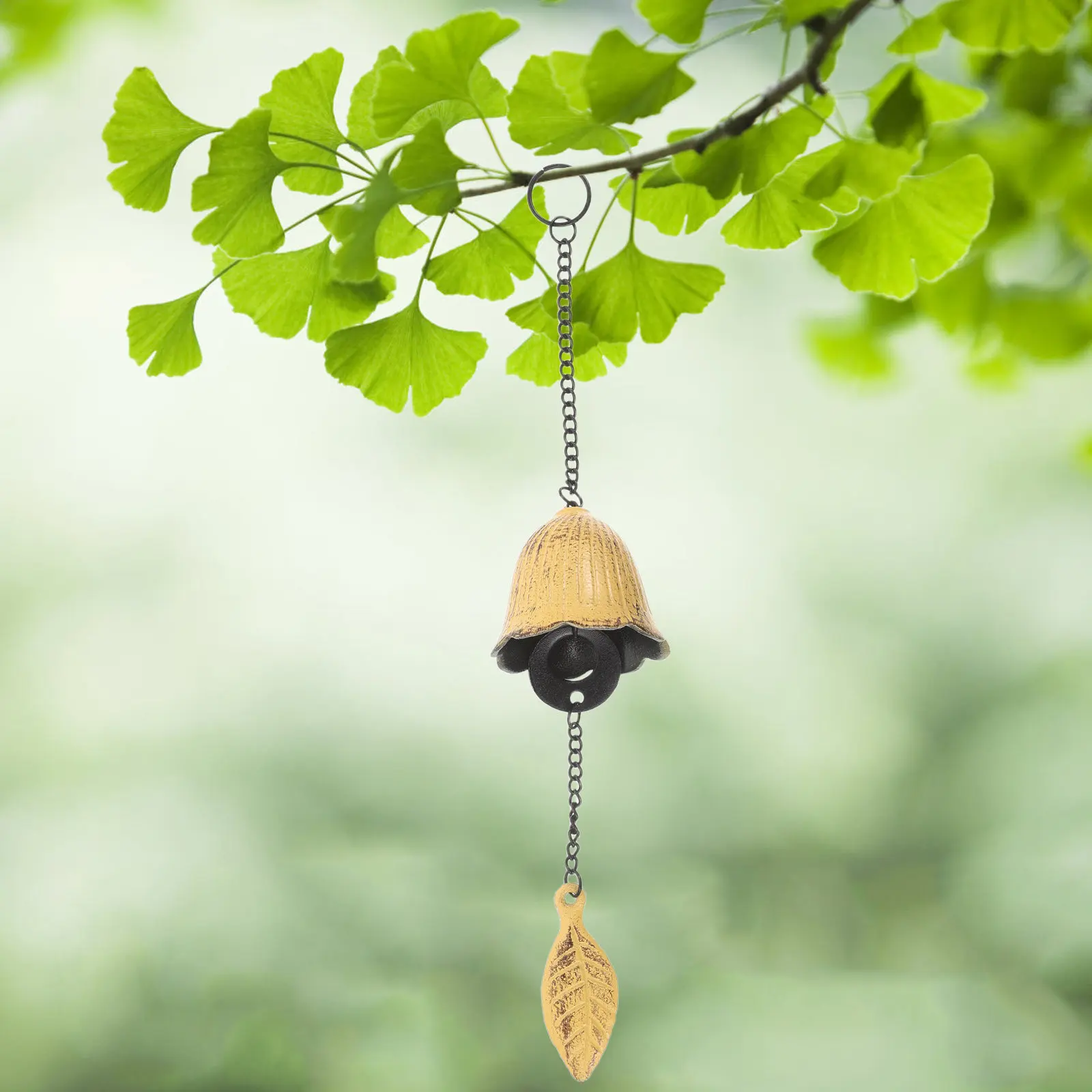 2Pcs Japanese Wind Chimes Cast Iron Door Bell Leaf Pendant Vintage Hanging Garden Patio Decoration Good Luck Wind Bell