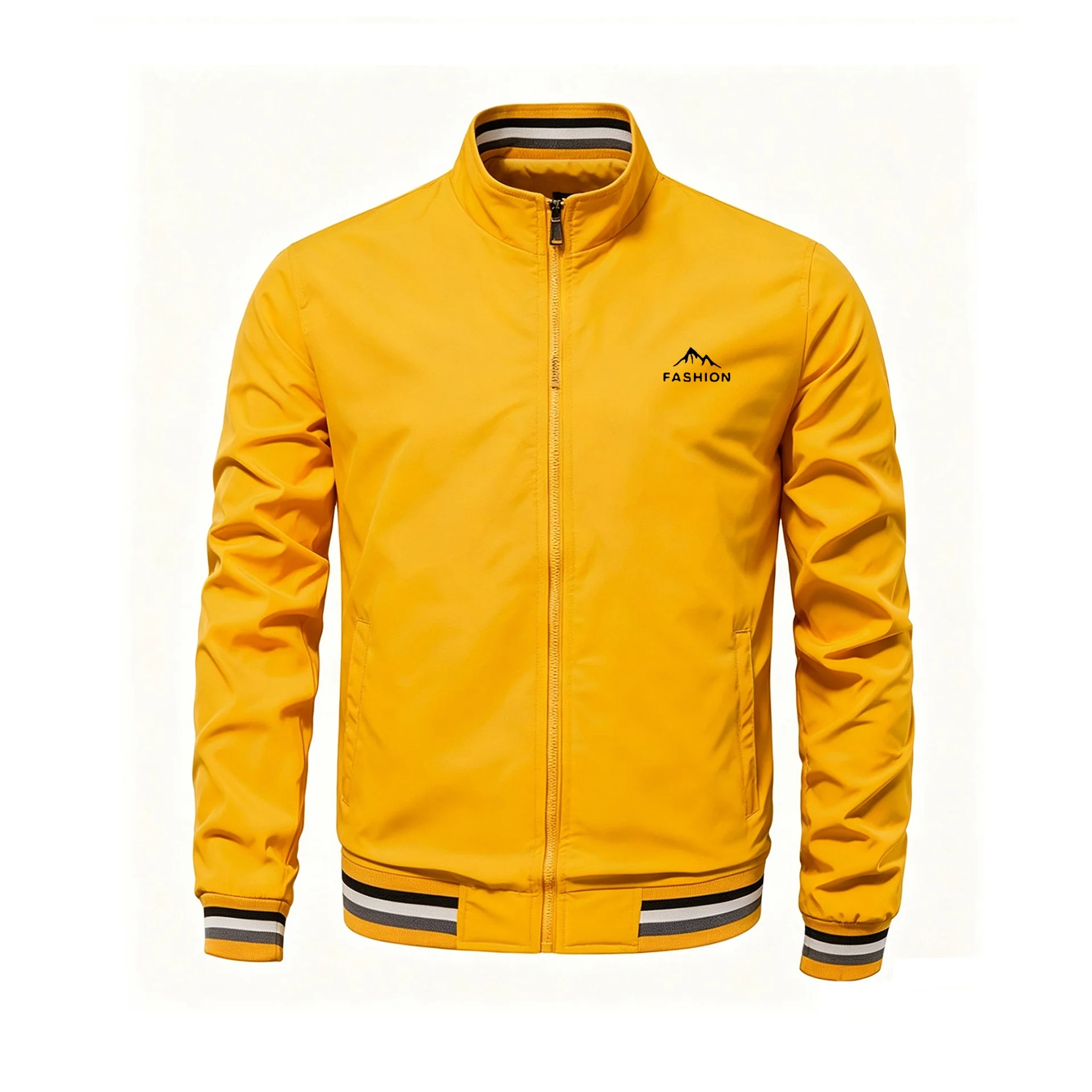 Men Casual Sports Jackets Zip Pocket Stand-up Collar Motorcycle Windproof Clothing Classic Versatil Coats Zip Up Spring Autumn