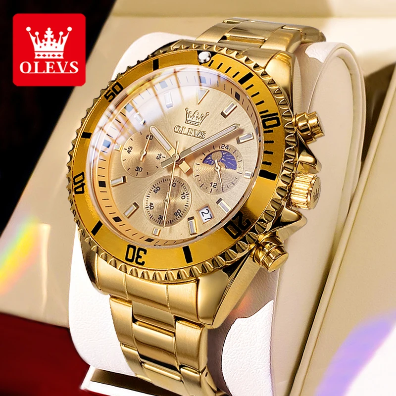 

OLEVS 2870 Watch For Men Classic with Date Dress Luxury Big Face Waterproof Luminous Men's Wristwatch Stainless Steel Men Watch