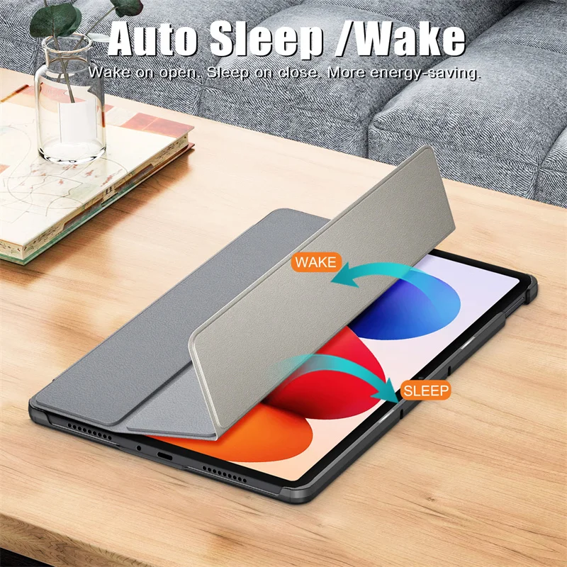 Etui na Xiaomi Poco Pad M1 12.1 cala, składane na trzy części, magnetyczne, ze skóry PU, z funkcją podstawki, twarde, inteligentne etui na Redmi Pad 2 Pro, model 2025 — zdjęcie produktu 5
