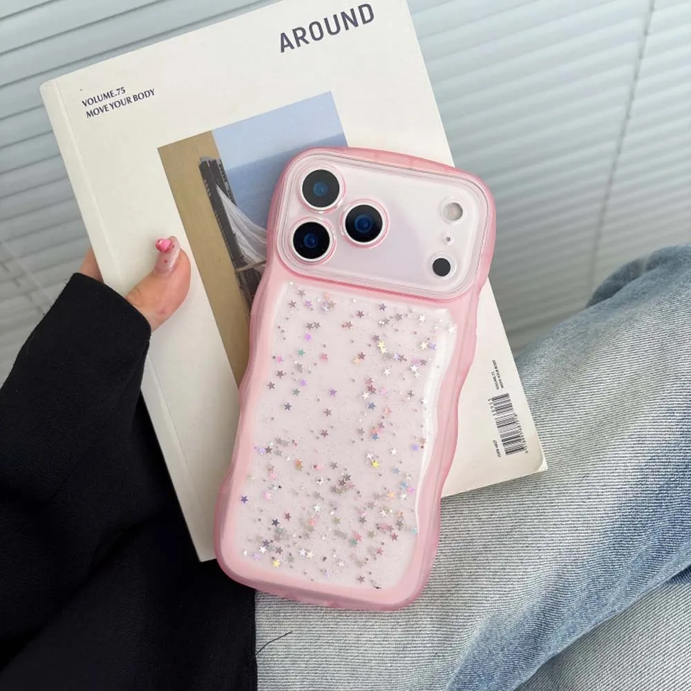 آيفون 17 الهواء 17 برو ماكس 17 برو آيفون 17 حافظة لطيف واضح بالتنقيط الغراء ستار شل مجعد موجة الهجين للصدمات غطاء ناعم Funda #3