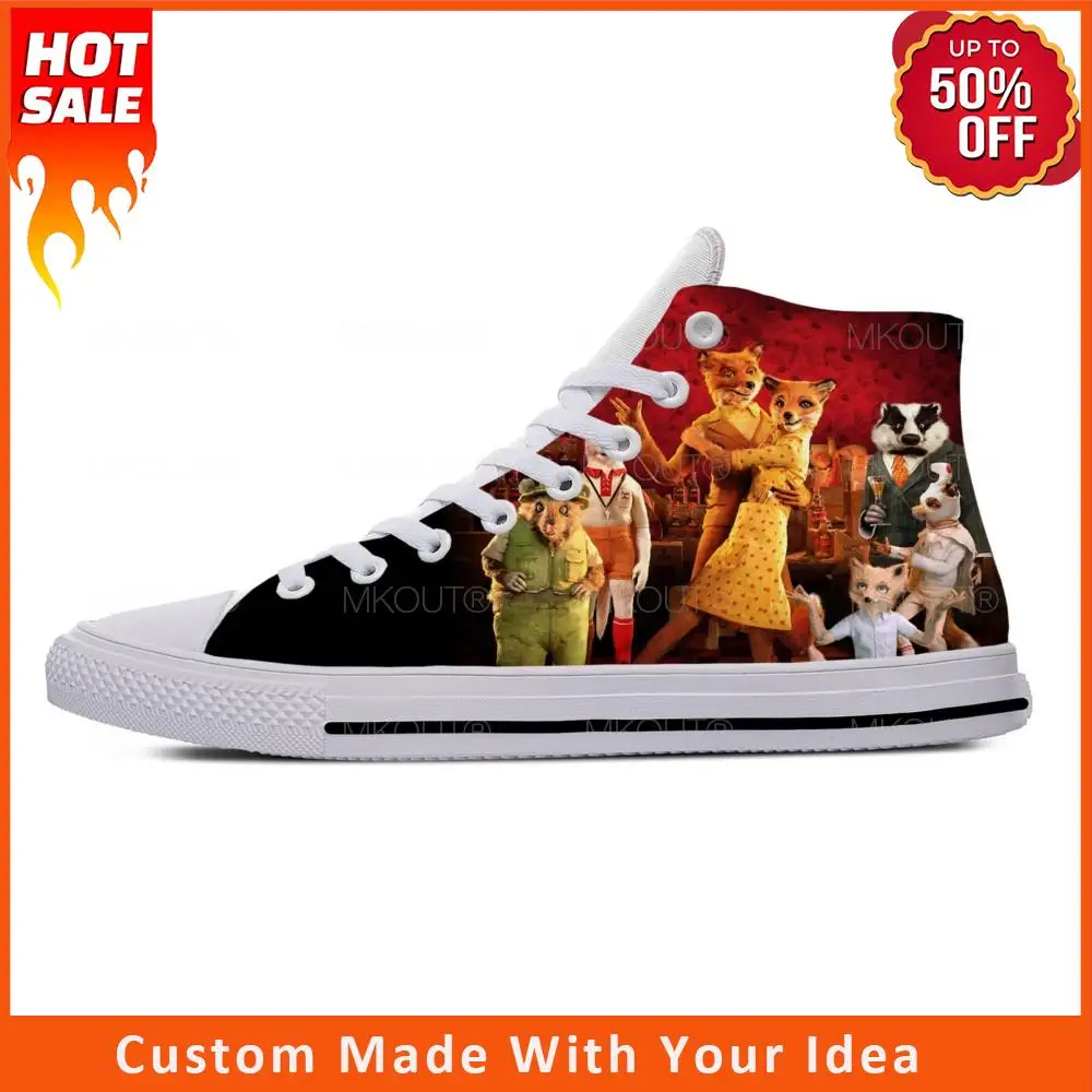 Anime Cartoon Manga Comic Fantastic Mr Fox Funny Casual Cloth Shoes High Top Lightweight Breathable 3D Print Men Women Sneakers