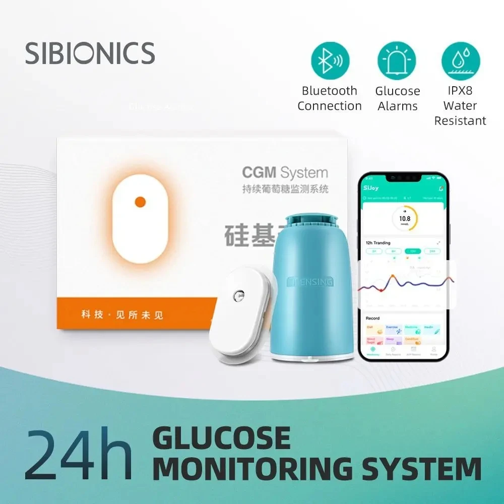 Sibionics Blood Glucose Meter 24h Real Time Monitoring Tester Diabetes Suger Sensor Health Monitors For Home Scanner Finger-Free