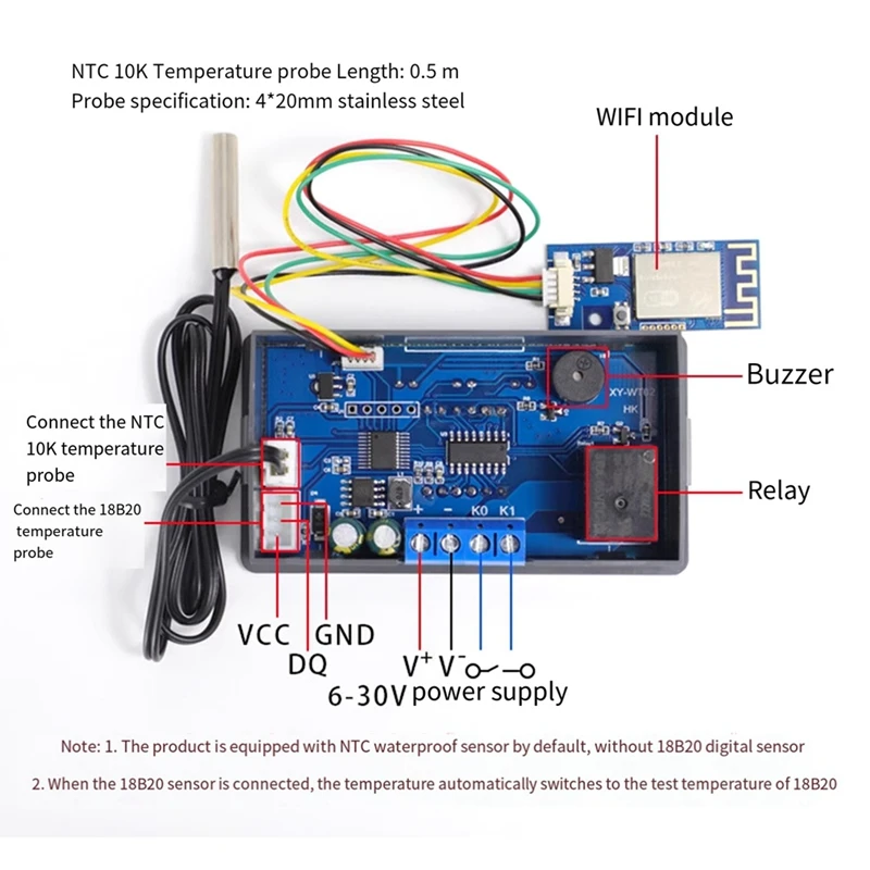 XY-WT02 pengendali suhu WIFI jarak jauh modul suhu presisi tinggi kolektor suhu aplikasi pemanas pendingin