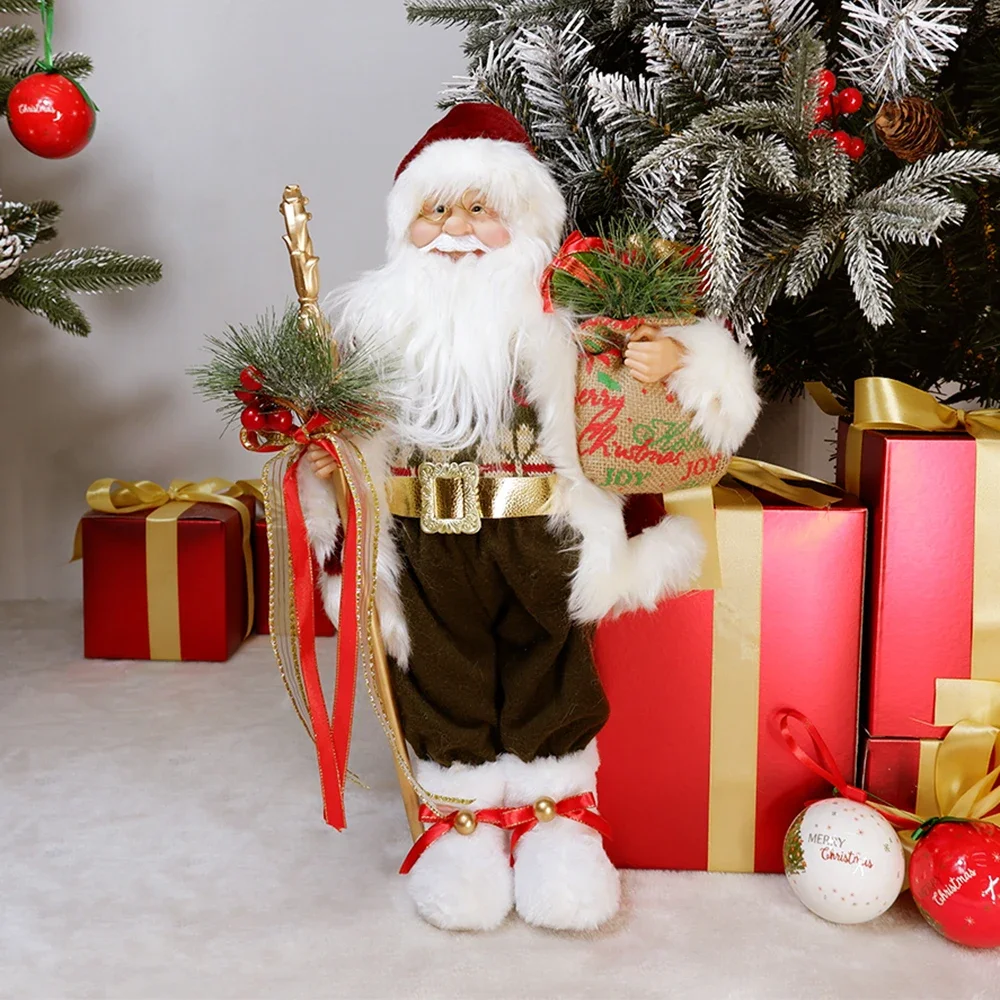 Big Santa Claus Plush Dolls Standing Christmas Tree Decoration Figures Gift Kids New Year Home House Ornaments Decor Navidad