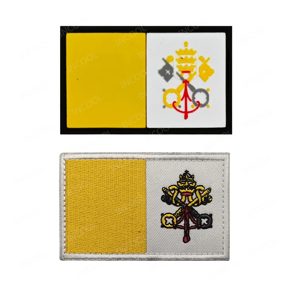 Vatican Flag PVC Rubber Patches Embroidered Flags Badges Decorative Shoulder Patch Appliques For Clothing Backpack Jacket Cap