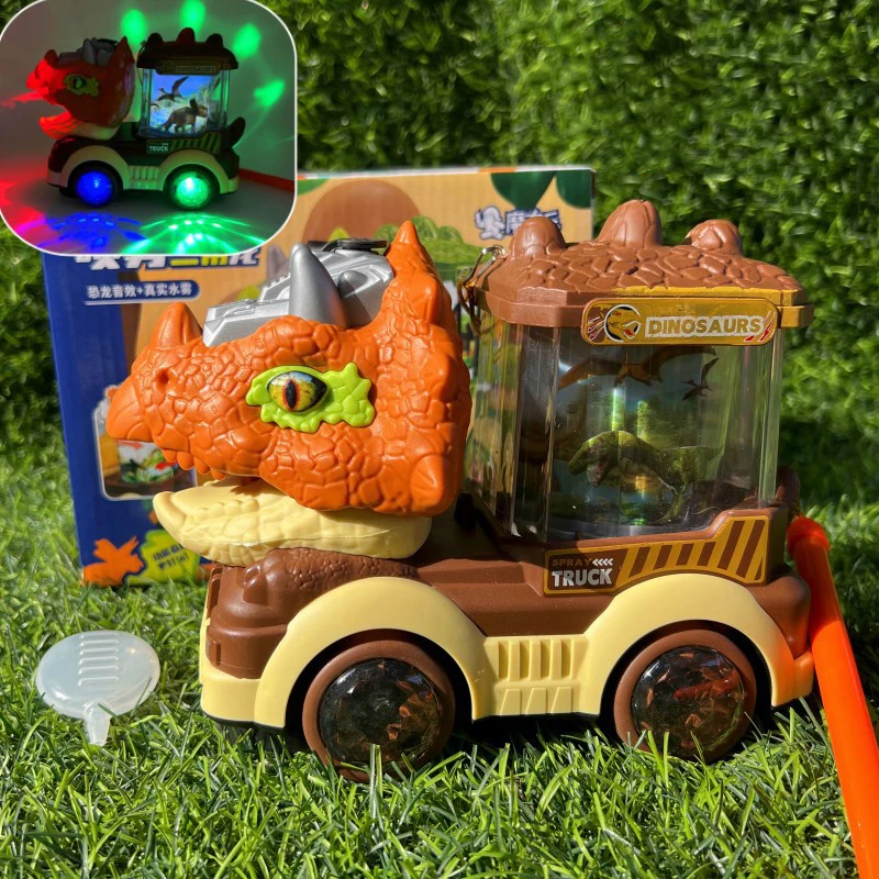 Kids Christmas Spray Dinosaur Handheld Electric With Music Light Up Triceratops Tyrannosaurus Rex Rotating Lanterns Toys