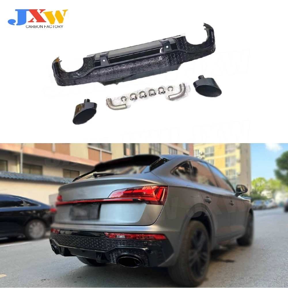 

Carbon Fiber Rear Bumper Lip Diffuser With Tail Exhaust for Audi Q5 RSQ5 Sportback 2020-2023 FRP Rear Bumper Extension Body Kits