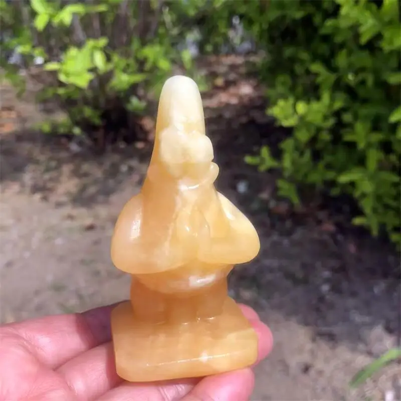 

8CM Natural Orange Calcite Cartoon Crystal Healing Gemstone Birthday Present Home Feng Shui Christmas Decoration 1pcs