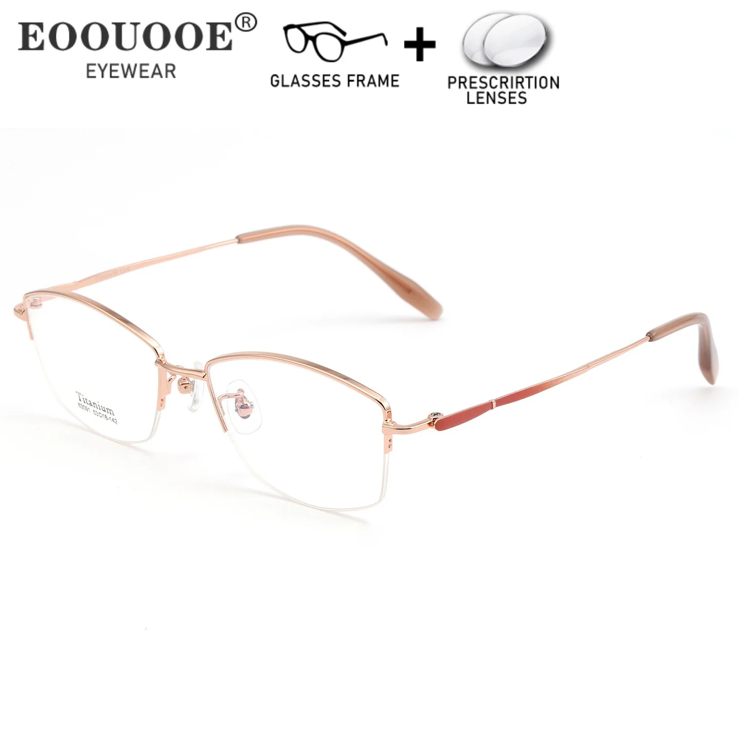 

Half Cat Eye Glasses Pure Titanium Myopia Prescription Lenses Progressive Eyewear Reading Glasses uv Computer Anti-Blue Light
