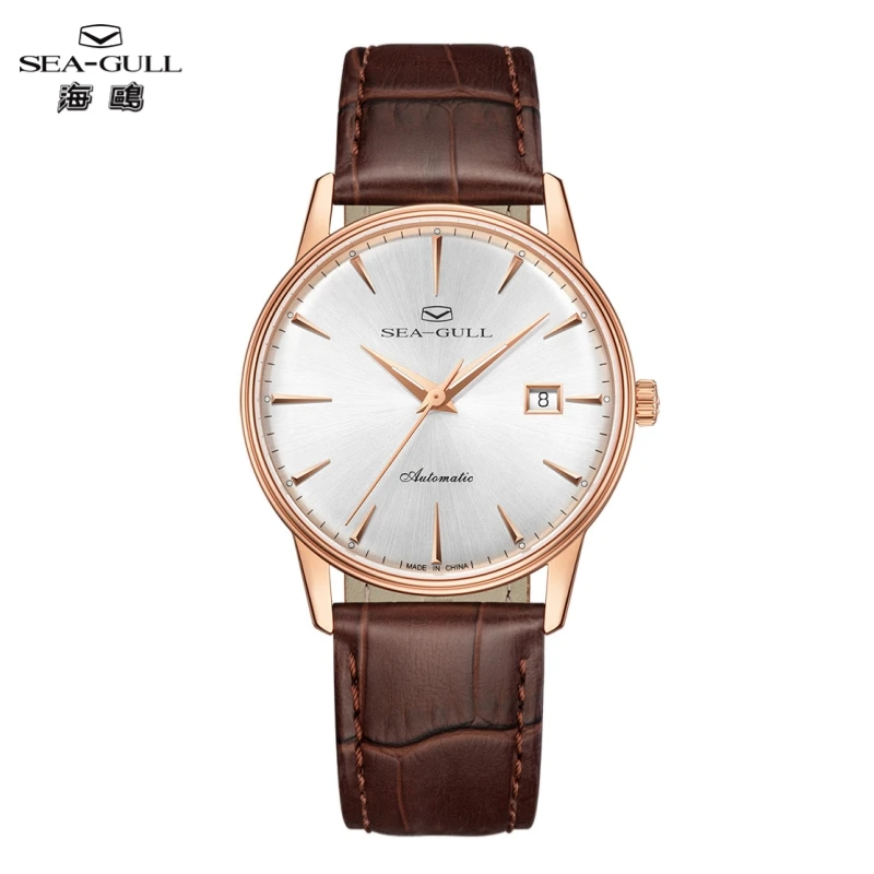 Sea-Gull Luxury Couple's Mechanical Watch 18K Gold-Plated 9mm Ultra-Thin Automatic Watches 316L Stainless Steel Date Watch 1093G