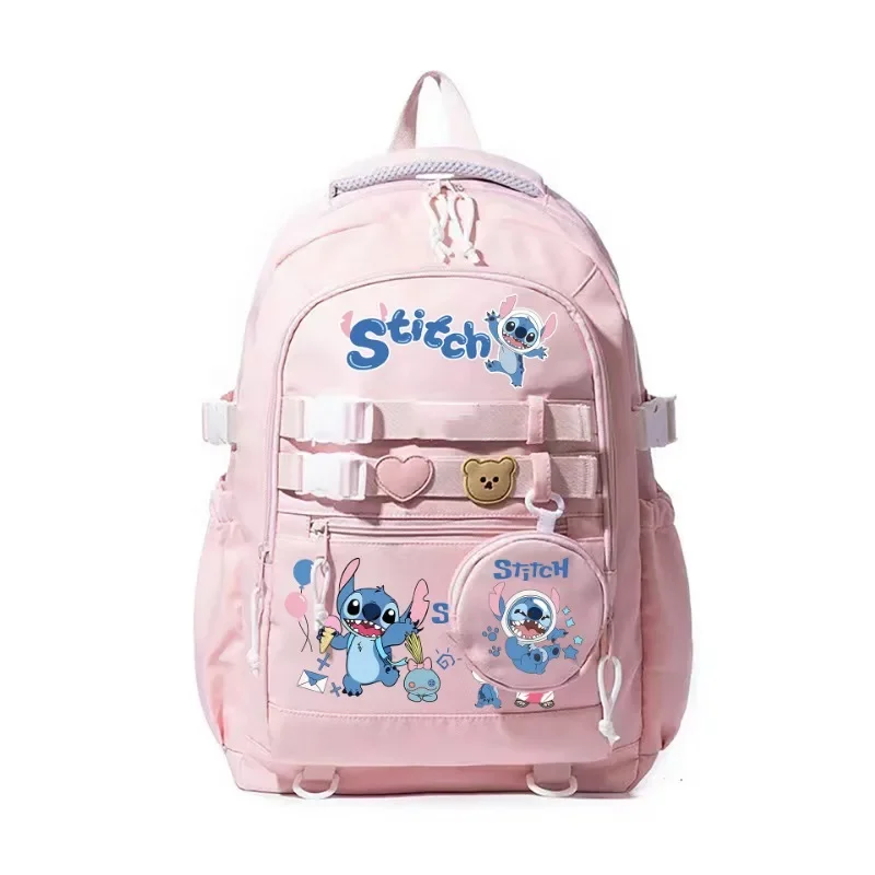 

MINISO Disney Stitch Cartoon Kids Teenager School Bags Large Capacity Fashion Student Backpack Girl Travel Knapsack Mochila New