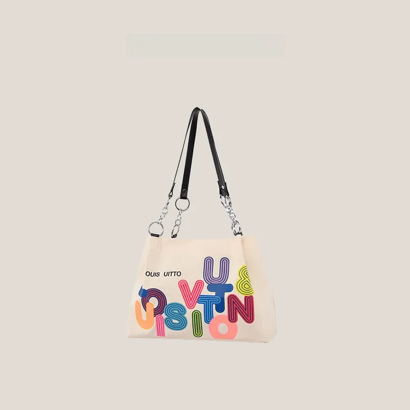 

Large Capaci Women's DrinKing Tote Bag Letter Pattern Commuter oulder Bag Casual op Bag ape Soft Canvas Material