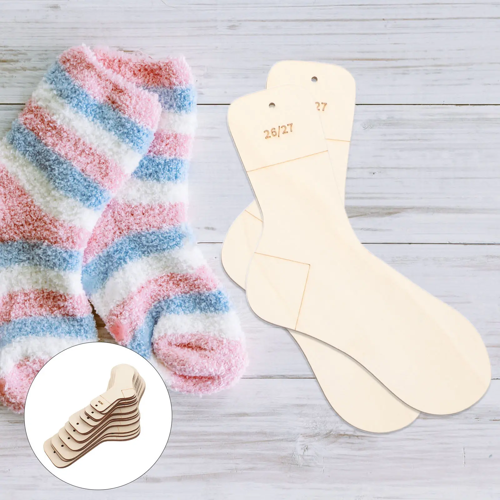 16Pcs Natural Wood Sock Blockers Knitting Aid Blocking Molds for Hand Crochet Projects Craft Display Stretchers