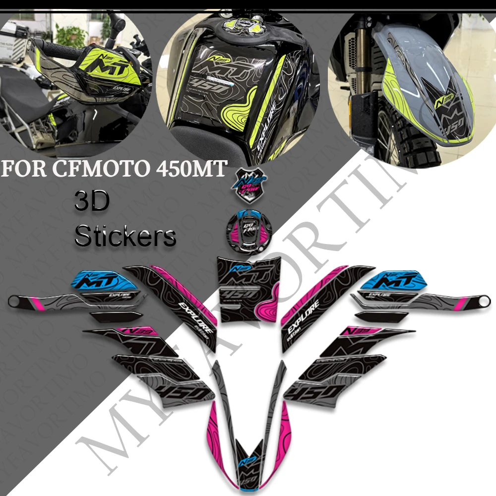 

Motorcycle CF MOTO Protector Tank Pad Grips Kit Knee Fairing Fender 3D Stickers Decals For CFMOTO 450MT 450 MT Adventure