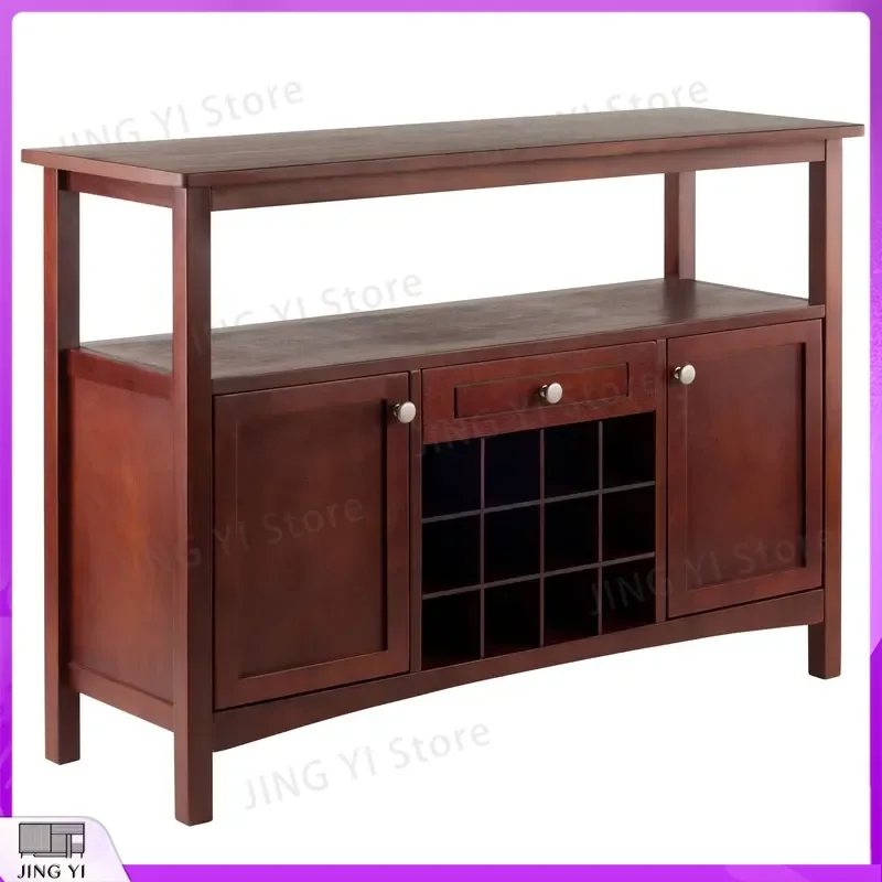 

Wine Cooler Cabinet 18-Bottle Thermoelectric Wine Refrigerator with Wooden Frame Glass Door for Home Bar Kitchen Storage