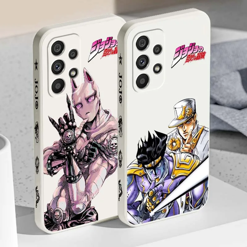 

JoJo Bizarre Adventure Cute Phone Case For Samsung A71 A72 A73 A51 A52 A53 A54 A55 A21s A35 A34 A32 A03 5G Liquid Left Rope