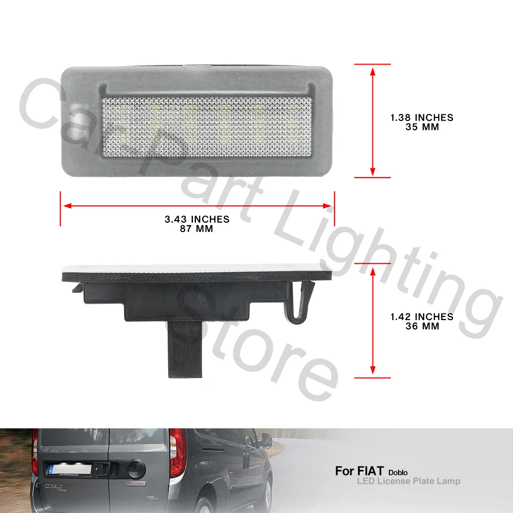 2Pcs Car Led License Number Plate Light Lamp For Fiat Doblo 2010-2022 Opel/Vauxhall Combo D 2015-2022 Ram ProMaster City Can-bus