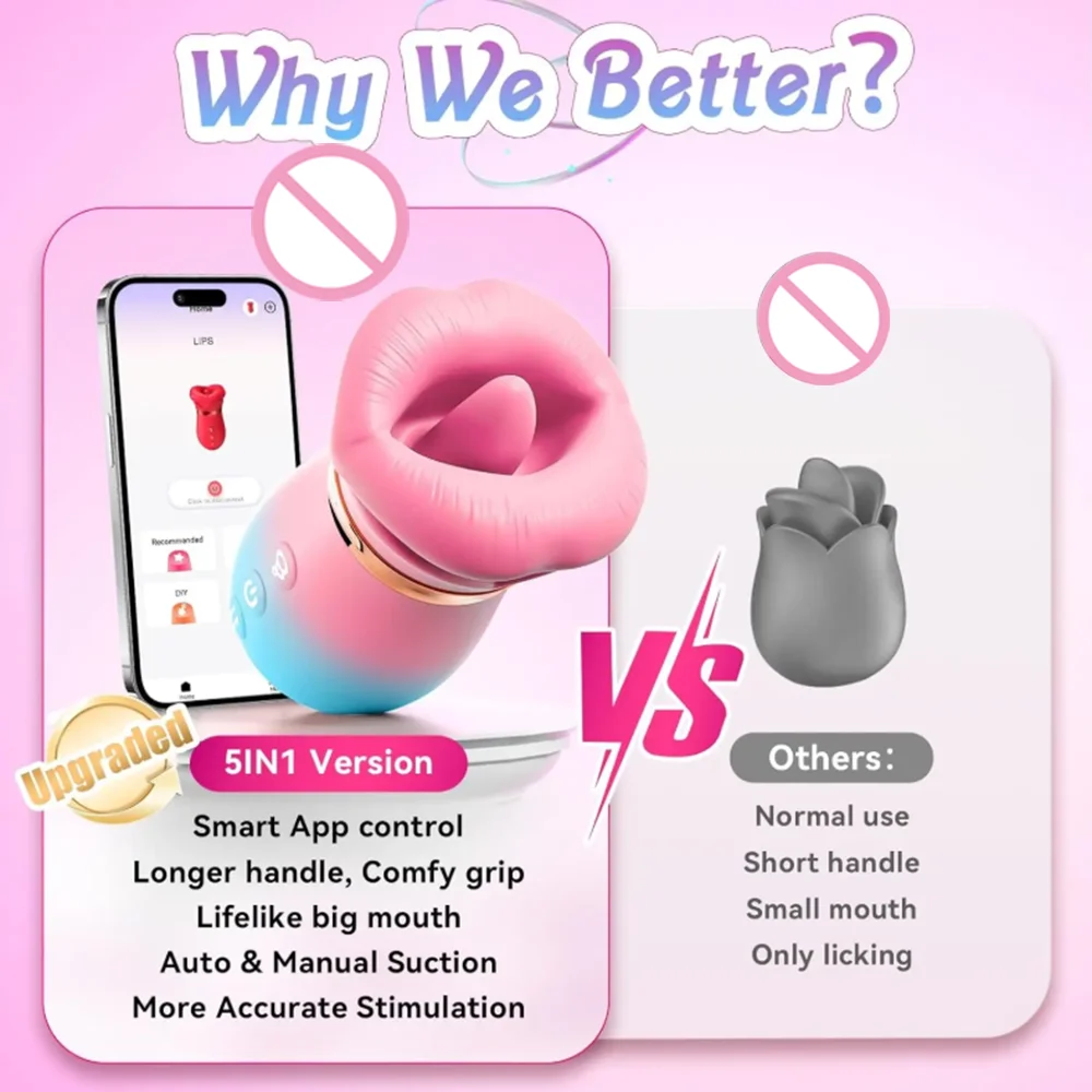 Sucking Vibrator Tongue Licking Sucker Female Oral Clitoris Nipple Stimulator APP Control Vibrating Vacuum Sex Toys for Couples - Image 4