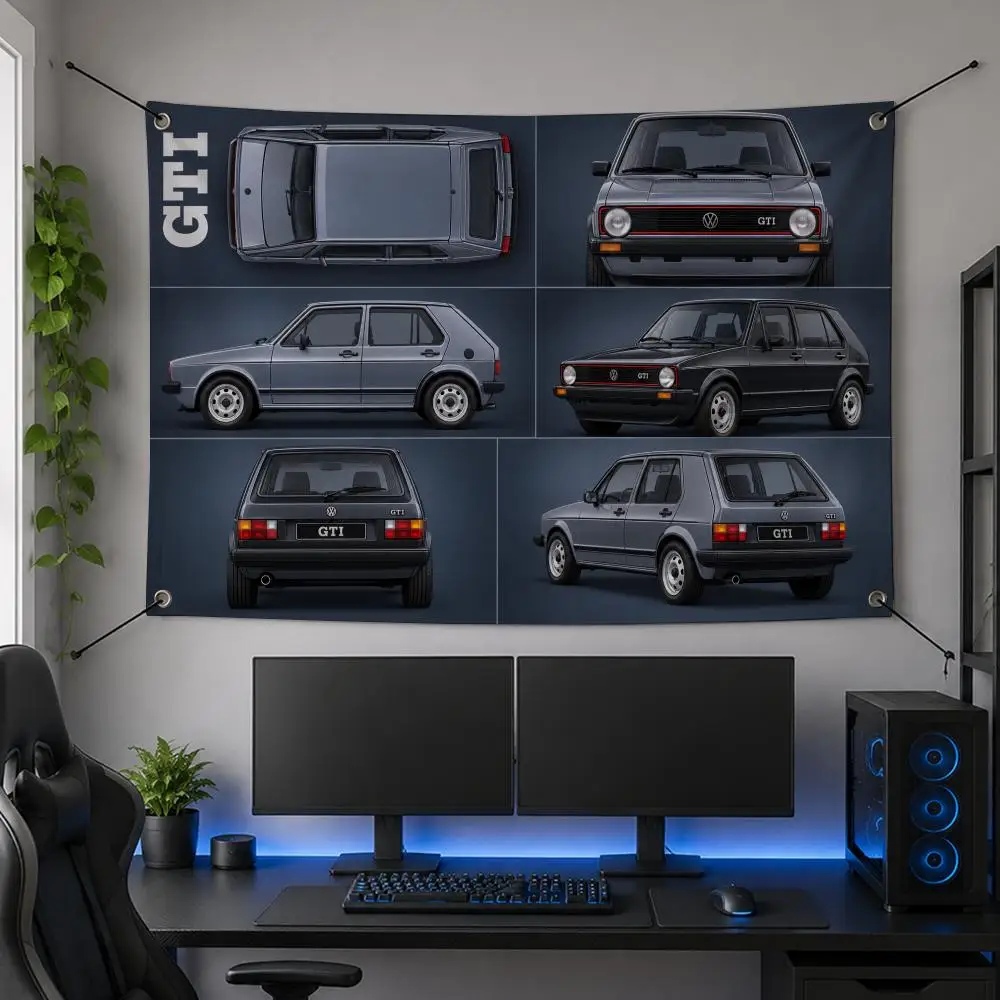 Car German Sport Racing Classic G-GTI VW Golf Flags Flag Banner for Bedroom Dorm Party Home Living Room Game Room Gift