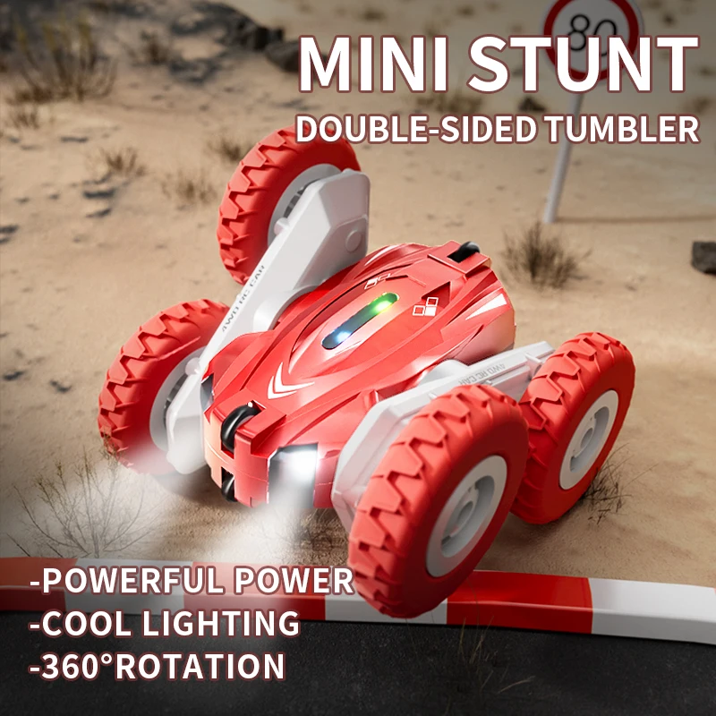 360° Revolve Drift Mini RC Stunt Cars Kids Toys One-Click Demo Colorful Lighted Vehicles 2.4Ghz Remote Control Children Gifts