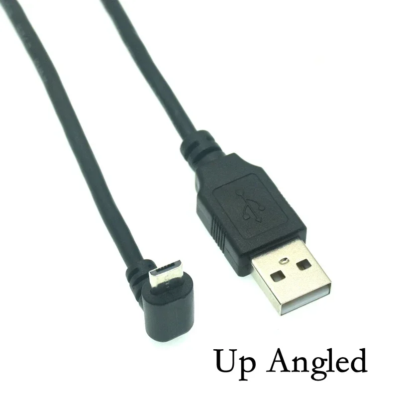 Kabel USB Micro USB męski do USB męski, kątowy 90 stopni, do transmisji danych i ładowania, krótki, długość 25 cm, 50 cm, 150 cm