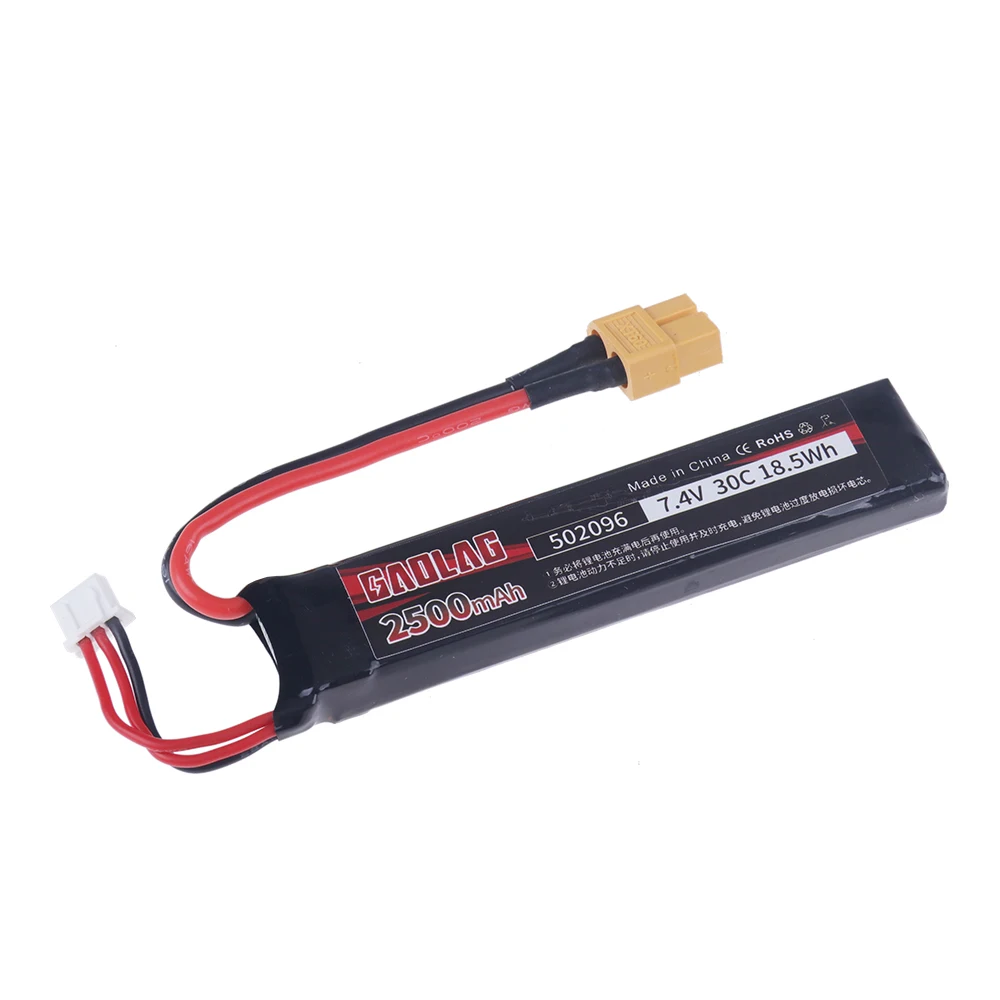 7.4v 2500mAh Lipo Battery for Water Gun 2S 7.4V Rechargable battery for Mini Airsoft BB Air Pistol Electric Toys Guns Parts