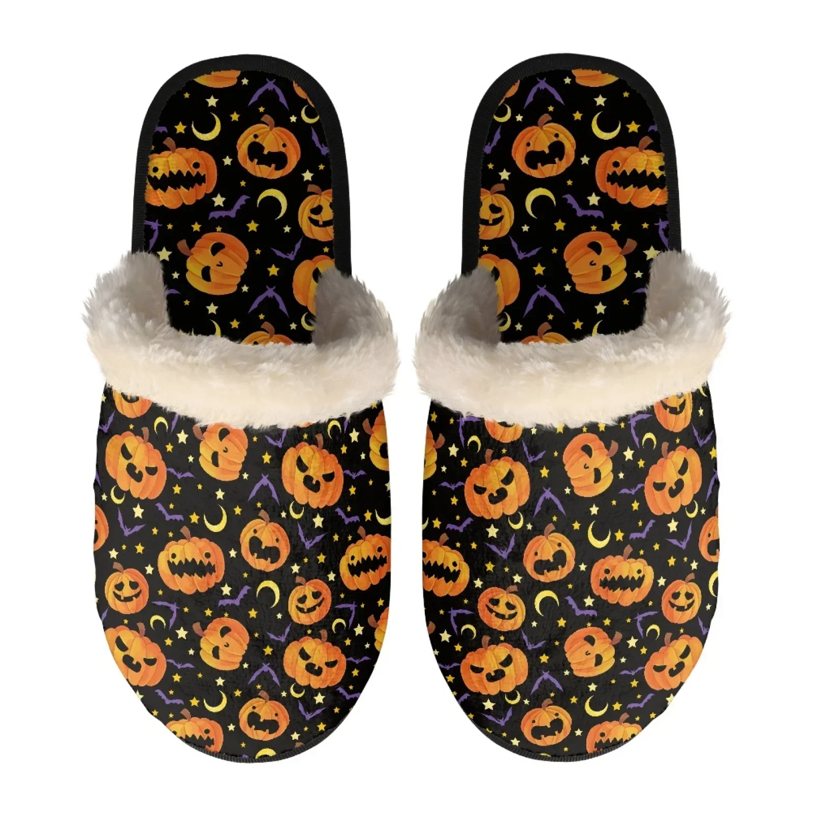 Household Lightweight Unisex Halloween Fuzzy Cotton Slippers Comfortable Keep Warm Flannel Upper Fit Indoor Casual Everyday Wear