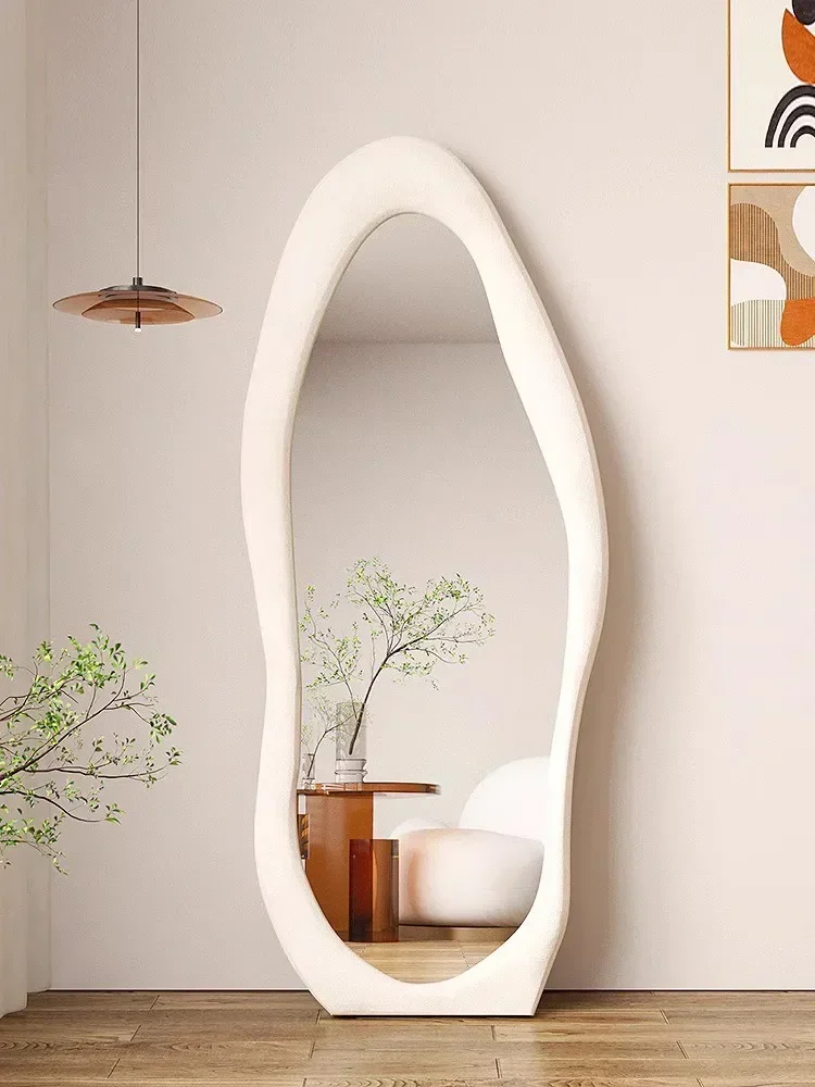 Full Body Dressing Mirror Irregular Full-Length Mirror  Bedroom Cloud Shaped Mango Floor Mirror