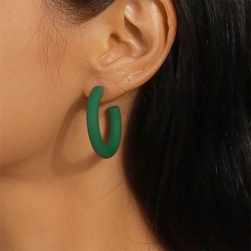 Aihua Koreanische Einfache Große Runde Hoop Ohrringe Für Frauen Bunte Geometrische Kunststoff Übertrieben Ohrring Trendy Ohrringe Schmuck – Detail 25