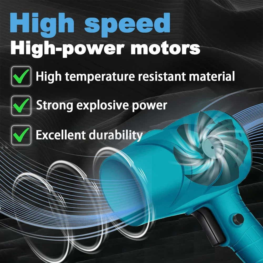 High Powerful Wireless Blower Violent Fan High Stepless Speed Duct Fan Handheld Mini Turbo Jet Fan for Makita 18V (No Battery)
