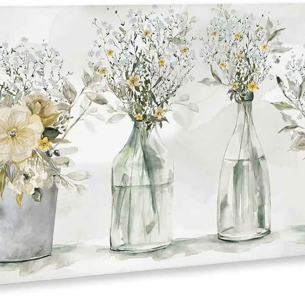 كارول روبنسون 40x17 مزرعة نمط أغنية الطيور الأزهار قماش الفن باللون الأصفر