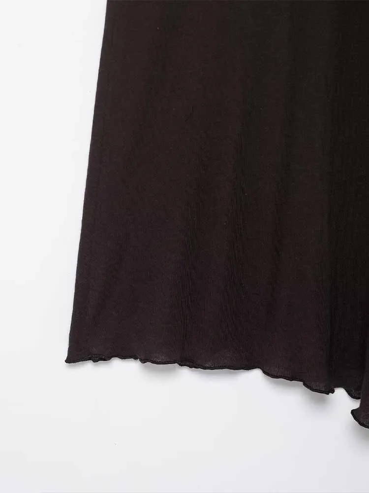 กระโปรงทรงเอ midi ผ่าข้าง เอวสูง สไตล์ยุโรปและอเมริกา รุ่นใหม่ล่าสุดสำหรับฤดูใบไม้ร่วง ดีไซน์ทันสมัย เรียบง่าย ใส่ได้หลากหลาย ผ้าเนื้อนุ่ม