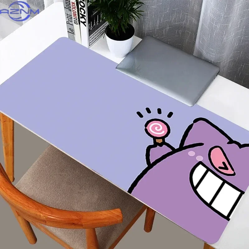 Gengar Light Purple Simple Cartoon Large Mousepad, Rubber Non Slip Desk Mat for Gaming and Office Desktop Decoration
