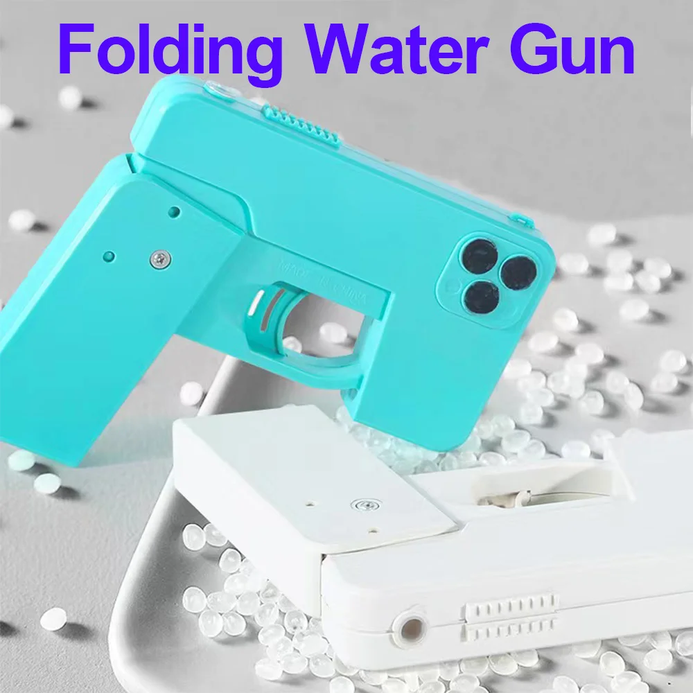 Folding iPhone Water Gun Toy For Kids Boys Summer Games Water Blaster Gun Swimming Pool TikTok Toy Guns Dropship Squirt Toy