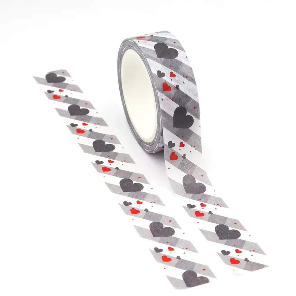 NEW 1PC 15mm x 10m Valentine cute lovely Heart Tape Masking Adhesive office supplies scrapbooking stationary Washi Tapes