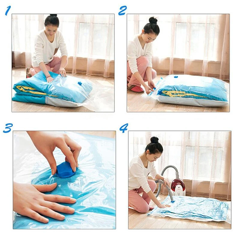 Vacuum Compression Valve Bag Save Space Compressed Clothes Foldable Quilt Storage Suction Bag Organizer Saving Seal Packet Pouch