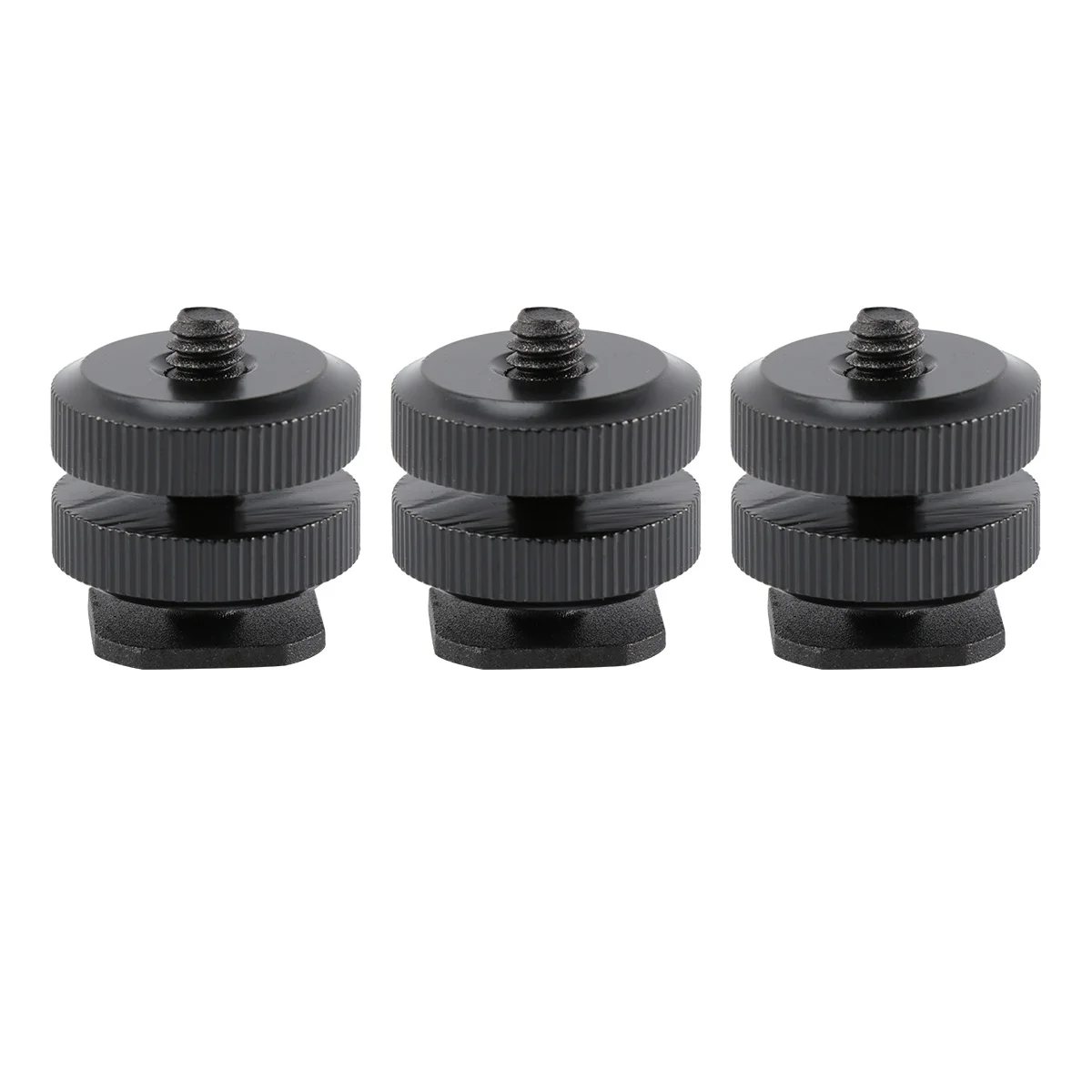 

3 Pcs 1/4 Inch Aluminium Alloy Tripod Screw Adapter Flash Hot Shoe Mount Compatible DSLR Camera Camcorder (Black)