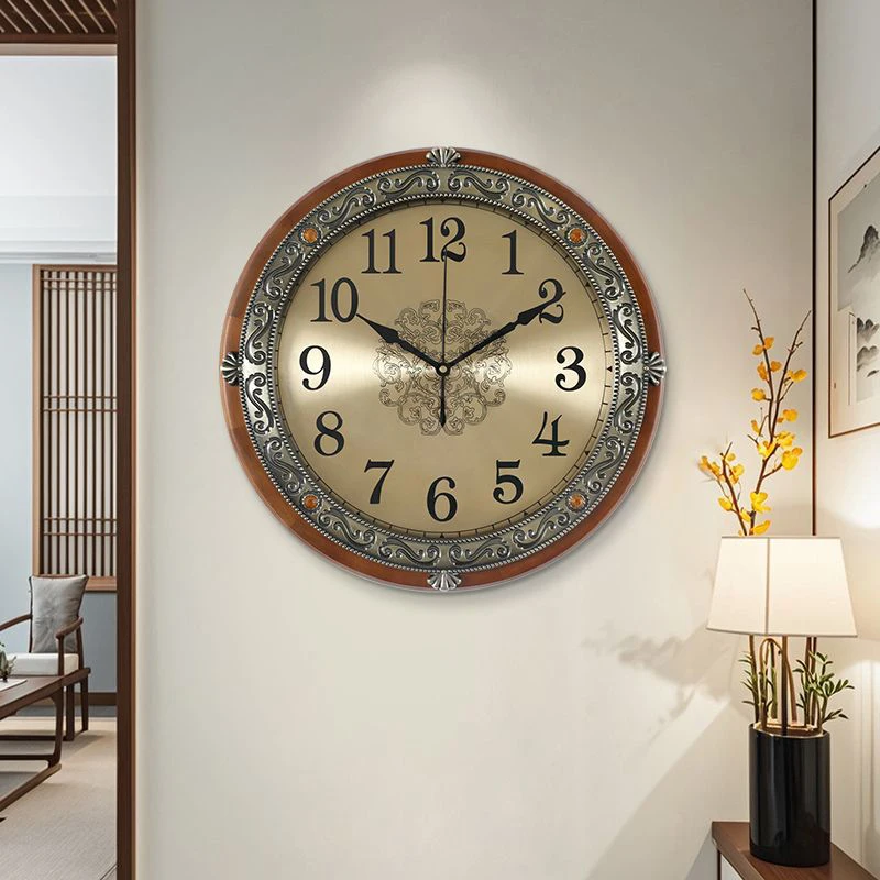 Silent Wall Clock Vintage Wooden Clock Elegant Nordic Interior Noiseless Clocks Living Room Wall Watch Interior Home Decor