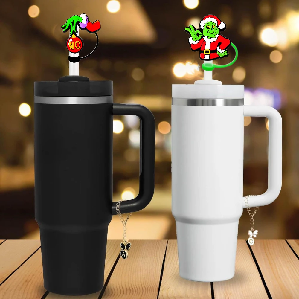 1-12 stücke neue Weihnachten Stroh Abdeckung Kappe trinken Stroh Plug wieder verwendbare spritzwasser geschützte Passform Tasse Zubehör Stroh kappe