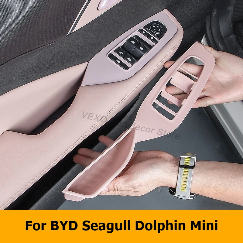 

For BYD Seagull Dolphin Mini Door Lifting Switch Panel Trim Handle Protector Storage Box Pad Side Slot Armrest Cover Accessories