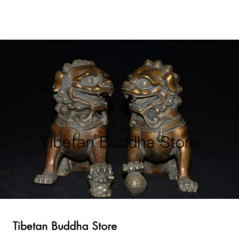 Pure copper imitation red copper lion beast ornaments