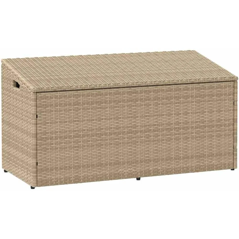 

Garden storage box, beige PE rattan