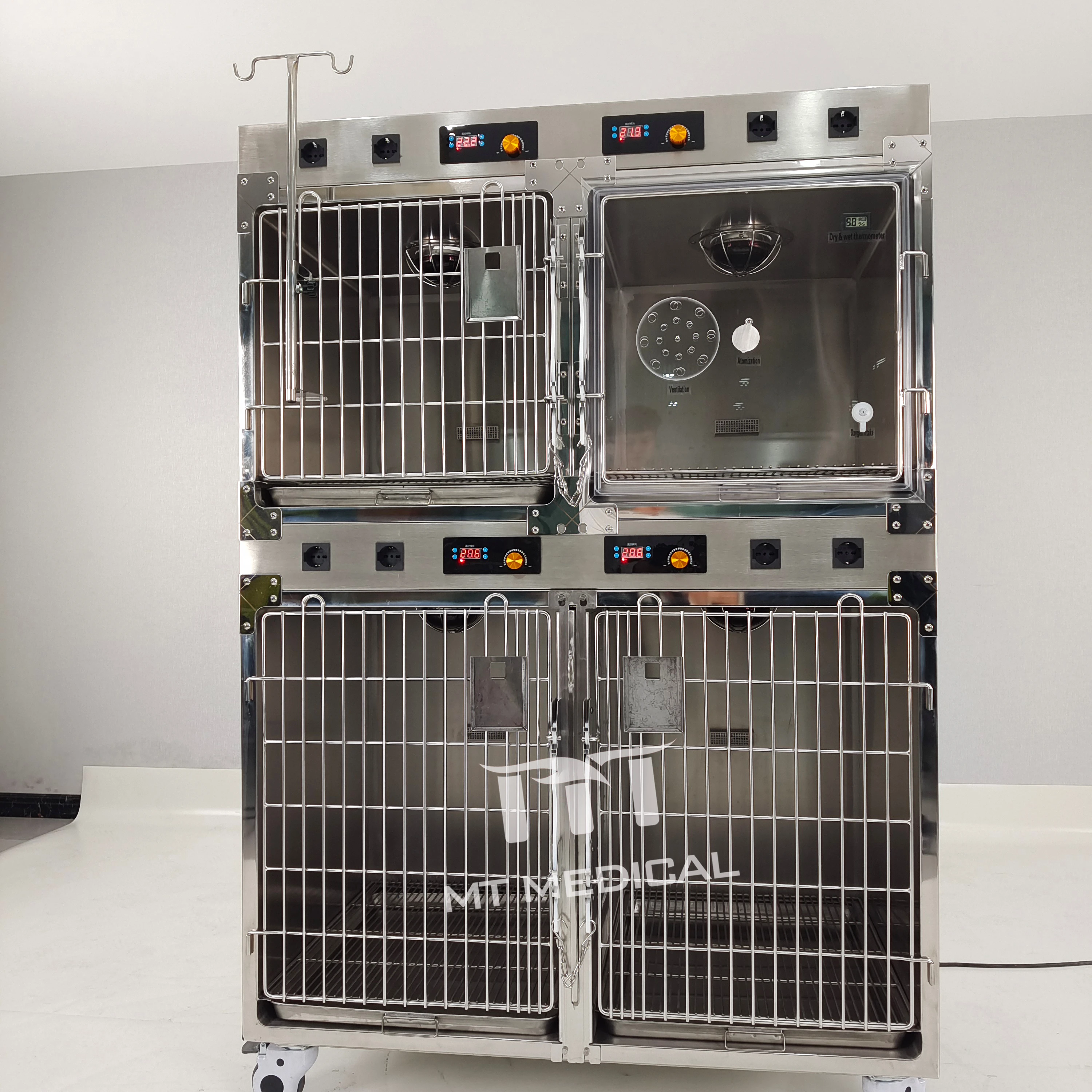 MT Medical Fully Automatic Veterinary Metal Puppy Pet Incubator Oxygen ICU Pet Incubator Cage for Vet Hospital & Clinic