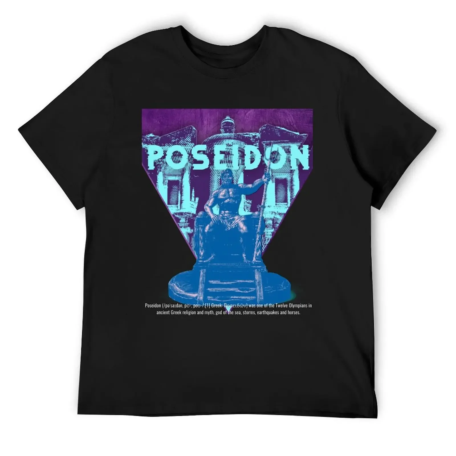 

Poseidon with a Trident Greek God Mythology T-Shirt summer clothes boys animal print plain black t shirts men