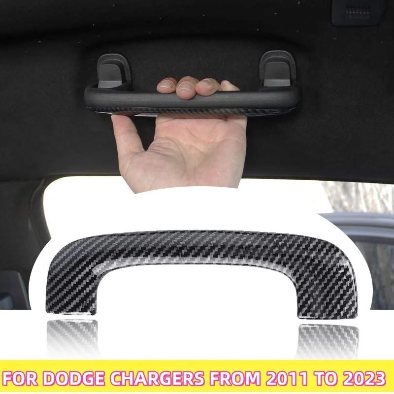 

Roof Grab Handle Cover Trim Carbon Fiber look Interior Accessories For Dodge Chargers From 2011 -2023