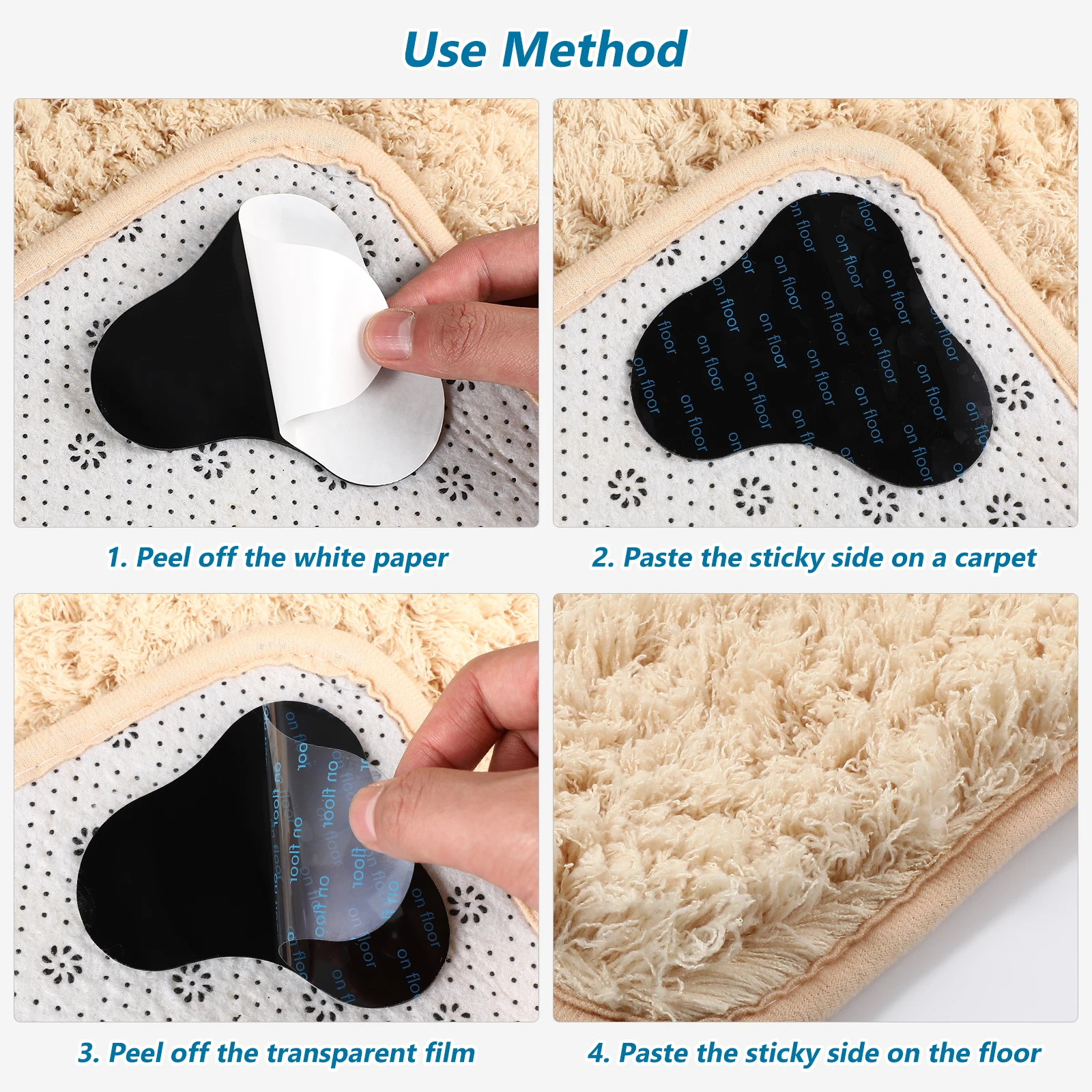 

10 Pcs Non Slip Stickers Washable Reusable Cloud Triangle Shapes Carpet Tapes Hardwood Floor Tiles